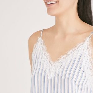 The Kooples Blue & White Striped Lace Silk Cami